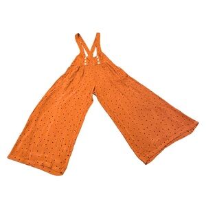 Free People Orange Polka Dot Jumpsuit Overalls Women Size 6 Six Wide Leg Flare